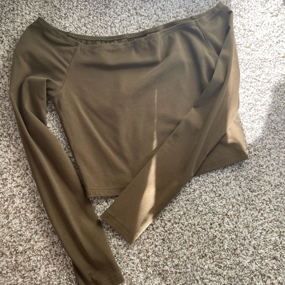 Olive green long sleeve top